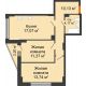 2 комнатная квартира 57,35 м² в ЖК Рубин, дом Литер 3 - планировка