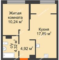 1 комнатная квартира 37,93 м² в ЖК Сердце Сибири, дом Квартал Нефтяников, ГП-1 - планировка